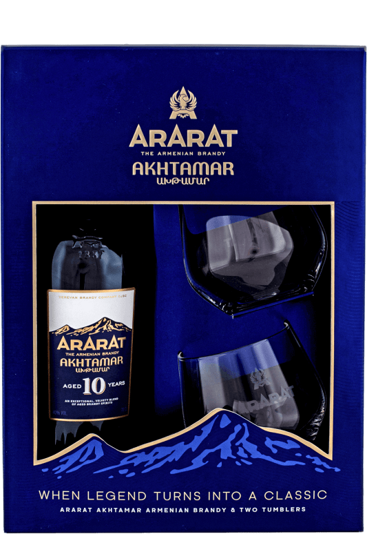 Ararat Akhtamar 10-ročný + 2 Poháre 40% 0,7l (darčekové balenie 2 poháre)