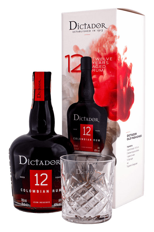 Dictador 12-ročný + Pohár 40% 0,7l (darčekové balenie s 1 pohárom)