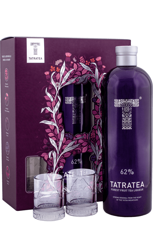 Tatratea Lesné Ovocie + 2x Pohárik 62% 0,7l (darčekové balenie 2 poháre)